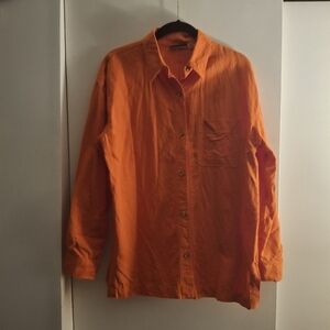 Bay Studio Women's Orange Linen Button-Up Long Sleeve Shirt